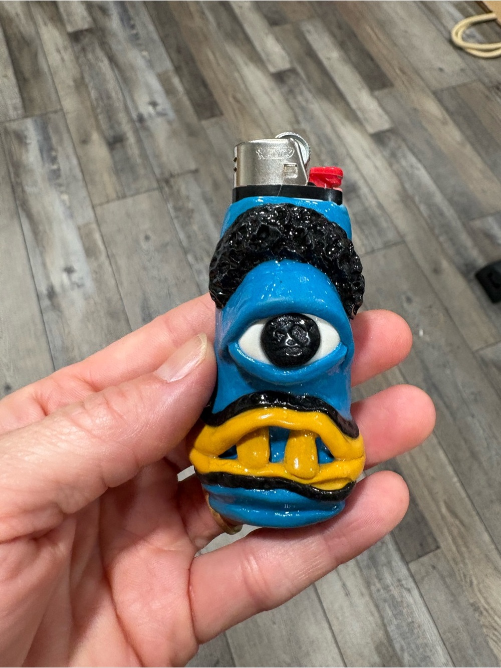 Handcrafted Blue One-Eyed Monster Lighter Cover